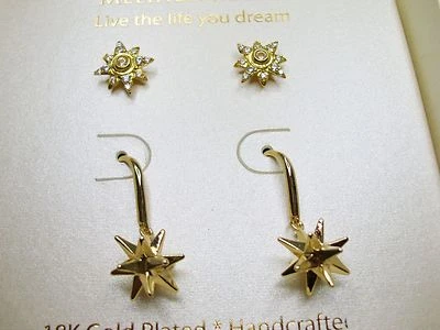 Melinda Maria 18K GP 3D Star Drops and Star Stud Earrings SOLD OUT  LAST PAIR - Image 1 of 3