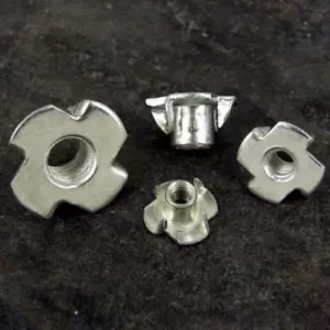 FOUR PRONGED T NUTS CAPTIVE THREADED INSERTS FOR WOOD FURNITURE M5,M6,M8,M10 - Picture 1 of 4