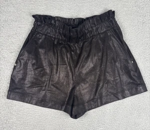 Pantalones Cortos Patrizia Pepe Negros Imitación Gamuza Cintura Fruncida Talla Italia 42 EE. UU. 6 - Imagen 1 de 8