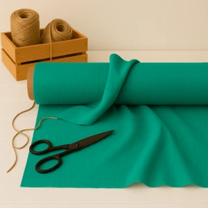Caribbean Green Linen Blend Fabric by the Yard – Elegant for Sewing & Upholstery - Picture 1 of 10