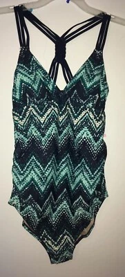 NWT Liz Lange Maternity One Piece Swimsuit S Turquoise Blue White 1pc - Image 1 of 4