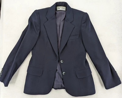 Blazer Vintage EVAN-PICONE Mezcla Lana Azul Marino 2 Botones Mujer Talla 5-6 Hecho en EE. UU. Foto 1 de 4