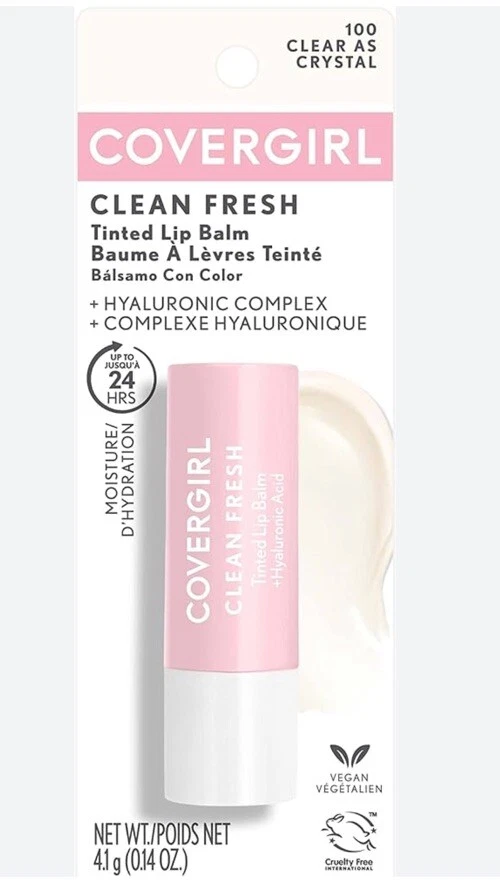 4 nuevos bálsamos labiales CoverGirl limpios tintados frescos, 100 transparentes como cristal Foto 1 de 1