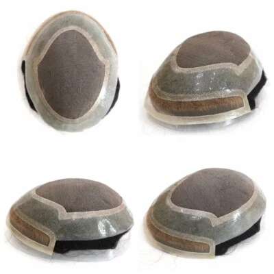 Sistema de reemplazo de cabello Toupee para hombres frente de encaje fino mono pieza de cabello humano #1B Foto 1 de 4