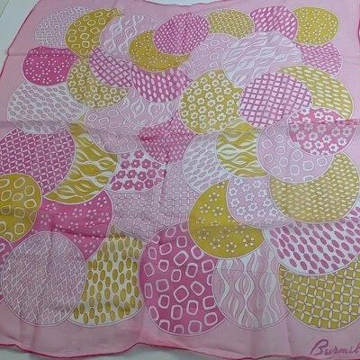 Vintage 60's/70's Mod Burmel Circle Scarf Pink Retro Signed - Image 1 of 4