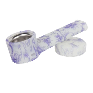 Glows in dark Silicone Smoking Pipe, Metal bowl & Cap Lid ~ Flower ~ 3.5 inch. - Picture 1 of 2