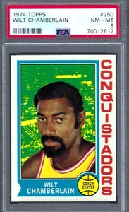 1974 Topps BK #250 PSA 8 Wilt Chamberlain Q's 250 Nice! - Picture 1 of 2