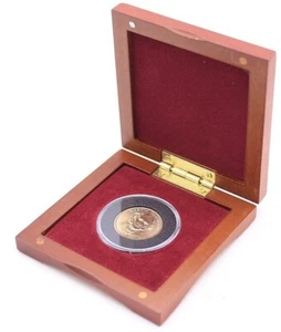 Cherry Finish Wood Box with Airtite Coin Capsule for Small & President US Dollar - Picture 1 of 6