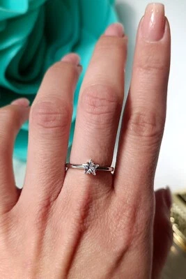 ANELLO SOLITARIO STELLA IDEA REGALO FIDANZAMENTO ANNIVERSARIO SAN VALENTINO - Immagine 1 di 4