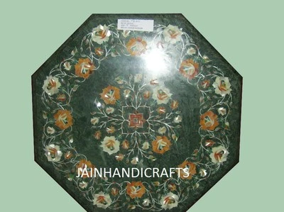 30" Green Coffee Dining Corner Center Malachite Console Table Top Mosaic Inlay - Image 1 of 3