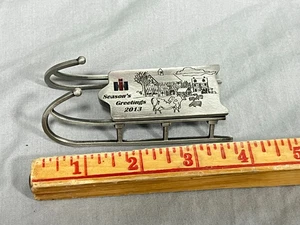 Case IH Sleigh 2013 Pewter Christmas Ornament Merry Christmas Engraved Scene - Picture 1 of 6