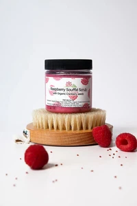 Rockin' Raspberry Sugar Scrub Souffle - 5,5 oz Glas mit Bio Cranberry Samen - Bild 1 von 12