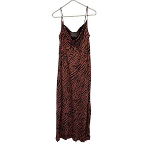 Anthropologie The Elyse slip dress M Zebra Print Midi satin cowl neck spaghetti - Picture 1 of 16