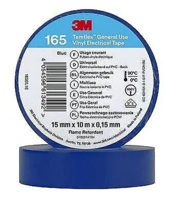 Insulation Tape 15mm x 0.15mm x 10m PVC Temflex™ 165, blue, 3M - Picture 1 of 2