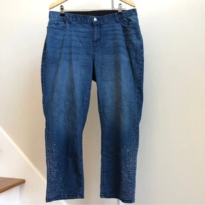 Jeans Catherines donna 16 W blu petite impreziosito curvy brillantini strass - Foto 1 di 9