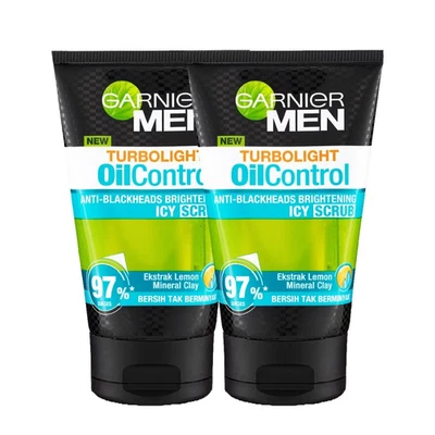 2X Exfoliante Garnier Hombres Control de Aceite Anti Espinillas Iluminador Helado 100ML Foto 1 de 3