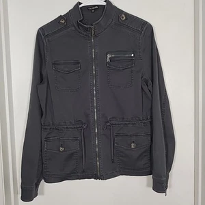 Express Women's S Military Field Utility Jacket Full Zip Charcoal Gray Pockets - Picture 1 of 12