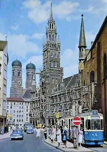 AK München Marienplatz Tram 1 Altes Rathaus 1960er - Bild 1 von 2