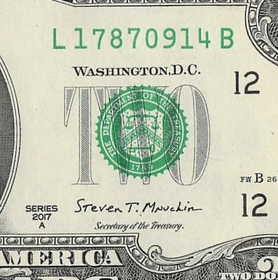 SEP 14 1787 Birthday Fancy Serial Number Date Note One Dollar Bill 09 14 1787 - Image 1 of 4
