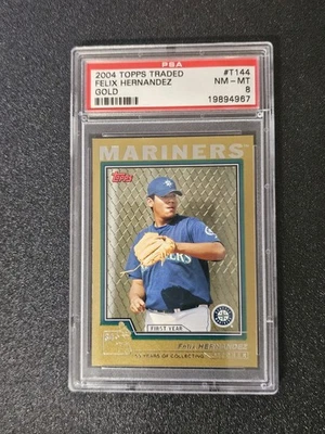 2004 Topps Traded #T144 Felix Hernandez Gold #3/2004 PSA 8 - Image 1 of 2