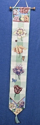 Dutch Garden Tulips Iris Narrow Tapestry Hanging Bell Pull 6.75 x 41 - Image 1 of 4