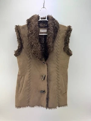 Chaleco calentador corporal Just Elegance para mujer marrón imitación gamuza piel sintética talla 12 Foto 1 de 4