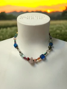 "Collar vintage de piedras preciosas surtidas de plata esterlina del suroeste, 15""" - Imagen 1 de 5