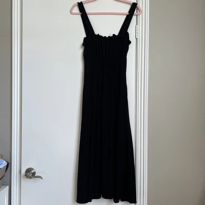 REFORMATION Jeans Sz XS-S Black Ruffle Strap Cinched Stretch Dress - Image 1 of 4
