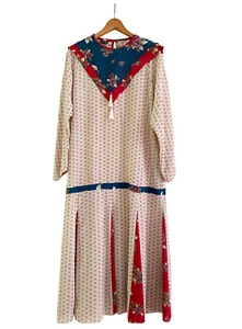 DIANE FREIS Dress Drop-Waist Multi-Print Sailor-Style Georgette Size 10-12 - Picture 1 of 8