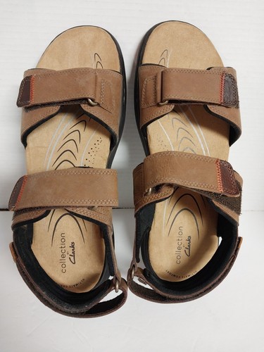 Sandali uomo Clarks Hapsford pelle marrone chiaro Creek taglia 10 5 M nuovi con scatola