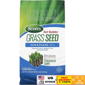 Grass Seed Sun Shade Mix Fertilizer Soil Improver Drought Resistant 5.6lb New - Picture 1 of 8