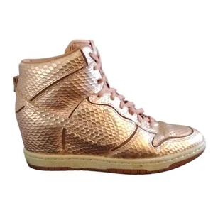 Nike Dunk Sky High Cut Out Metallic Pink Wedge Sneakers Size 7.5 Rare - Picture 1 of 13
