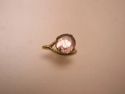 Pink Rhinestone Wishbone Vintage SMALL Tie Tack Lapel Pin good lucky u06 - Image 1 of 4