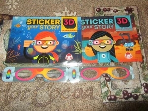 2~NEW~WENDY'S KIDS MEAL TOYS~STICKER YOUR STORY IN 3D~MARS LANDING~OCEAN DEPTHS~ - Picture 1 of 8