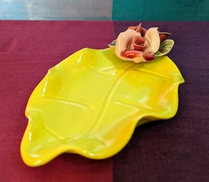 Handmade Leaf Shaped Ceramic Dish signed Tilda - Picture 1 of 6