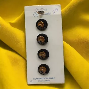 Vtg 4 Buttons By Schwanda West Germany Black Copper Silvertone 1/2" Round NIP - Picture 1 of 4