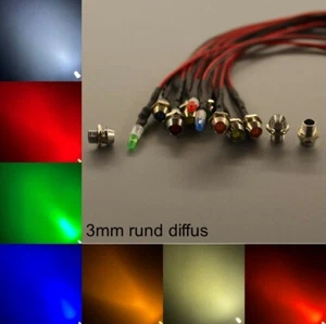verkabelt 3mm LEDs rund diffus Fassungen 3 mm LED Widerstände Schrauben - Bild 1 von 5