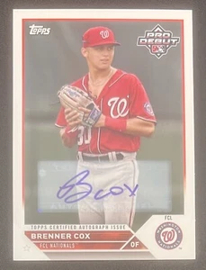 Brenner Cox 2023 Topps Pro Debut AUTO #PD-128 - Washington Nationals - Bild 1 von 2