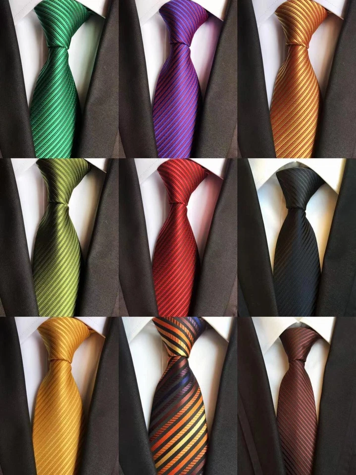 ¡Lo último! Corbata clásica a rayas sólidas tejida en jacquard 100 % seda para hombre Foto 1 de 1