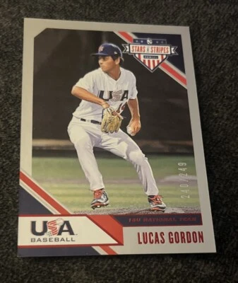 2020 Lucas Gordon Panini Stars & Stripes Rookie #240/249 Red Parallel - Image 1 of 2