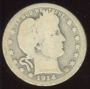 1914-S Barber Viertel zirkuliert 264.000 Auflage Stichtag kostenloser Versand - Bild 1 von 3
