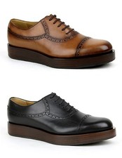 $840 New Gucci Mens Leather Platform Lace-up Oxford Shoes 353028