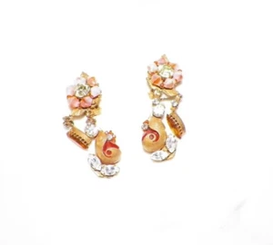PENDIENTES CLIP DIAMANTES DE IMITACIÓN ORIGINALES VINTAGE DE ROBERT - Imagen 1 de 8