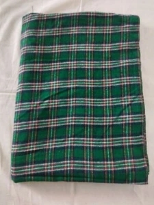 Vintage Cotton Flannel Fabric Green Plaid 42" x 57" - Picture 1 of 4