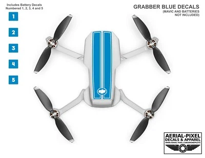 DJI Mavic Mini / Mini 2 Racing Stripes + Battery Decals Number #1-5 Sticker Skin - Image 1 of 4