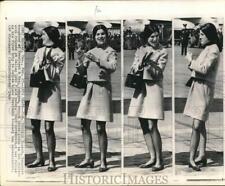1968 Press Photo Mrs. Patrick Nugent shows her outfit, Dallas Love Field, Texas