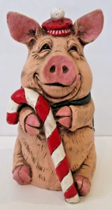 VINTAGE Stone Bunny Inc. "Snow Piggy" Statue Figurine Christmas 2003 Telle Stein - Picture 1 of 10