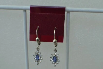 Pendientes de platino/circón azul birmano premium de 1,10 quilates sobre plata fina  Foto 1 de 4