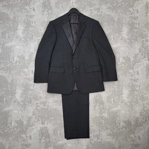 Marks & Spencer Suit Set Mens 40M Black Polyester Single Breasted Formal 2 Piece - Picture 1 of 17