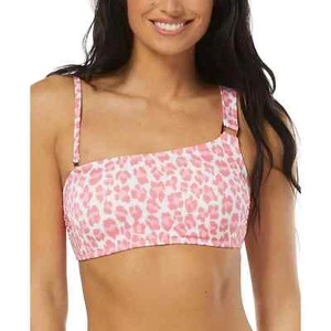 Top de bikini Sundazed Reyna rosa estampado de leopardo correa extraíble de un hombro 32D - Imagen 1 de 3